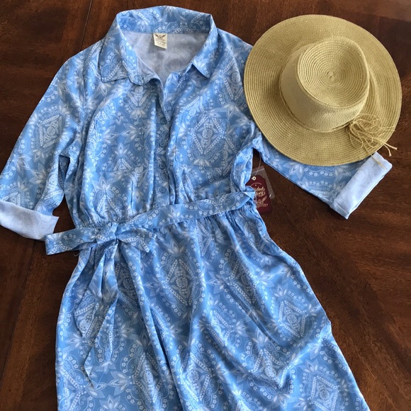 Faded Glory Dresses & Skirts - 🎁 3/4 sleeve tie-belt shirt floral dress
